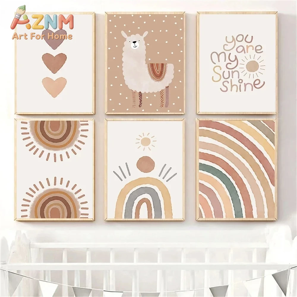 Baby Nursery You Are My Sunshine - AZNM Quadro su Tela Boho Neutro
