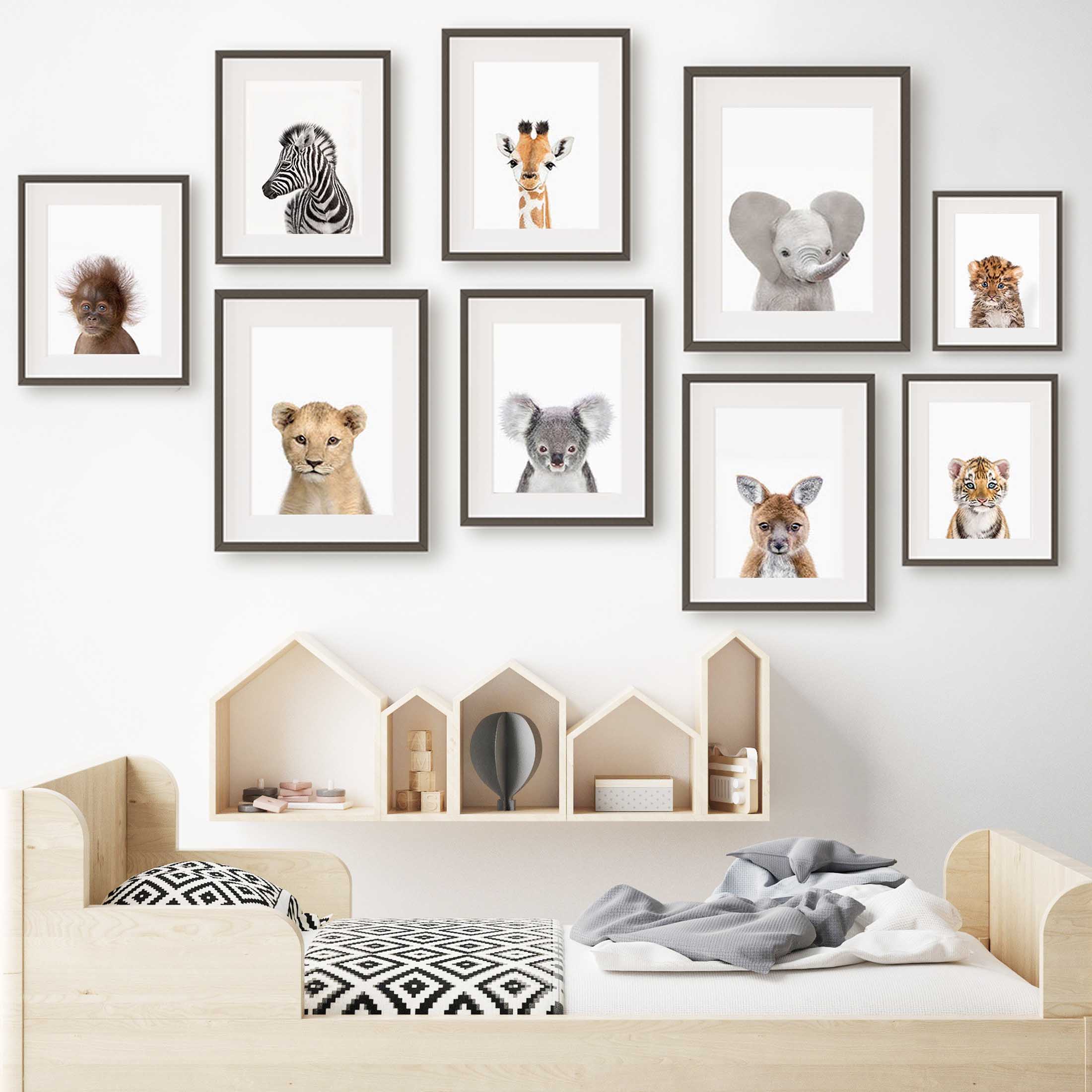 Baby Nursery Zoo Animals - Stampe d'Arte Murale con Animali per