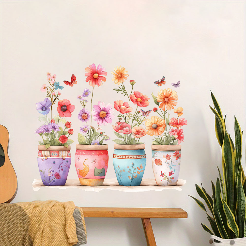 Baby Nursery Vase - Acquerello stravagante vaso di fiori adesivi