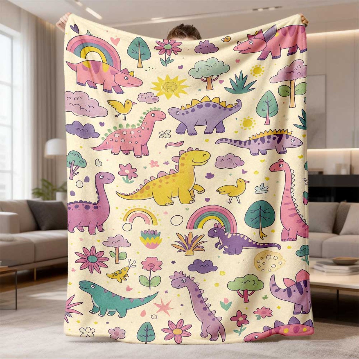 Baby Nursery Themes Girl - Coperta Plaid Super Carina con Dinosauri