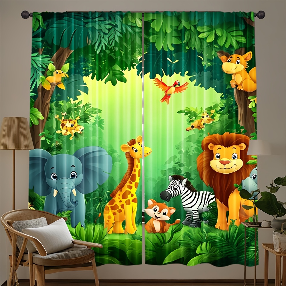 Baby Nursery Panelling - 2 Tende con Stampa Animali Cartoon,