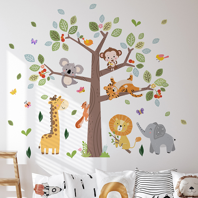 Baby Nursery Zoo Animals - Adesivo da parete grande animale della