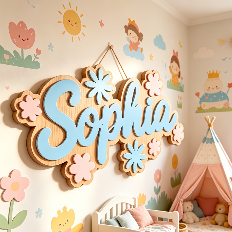 Baby Nursery Name - Targa Personalizzata per Camera a Tema