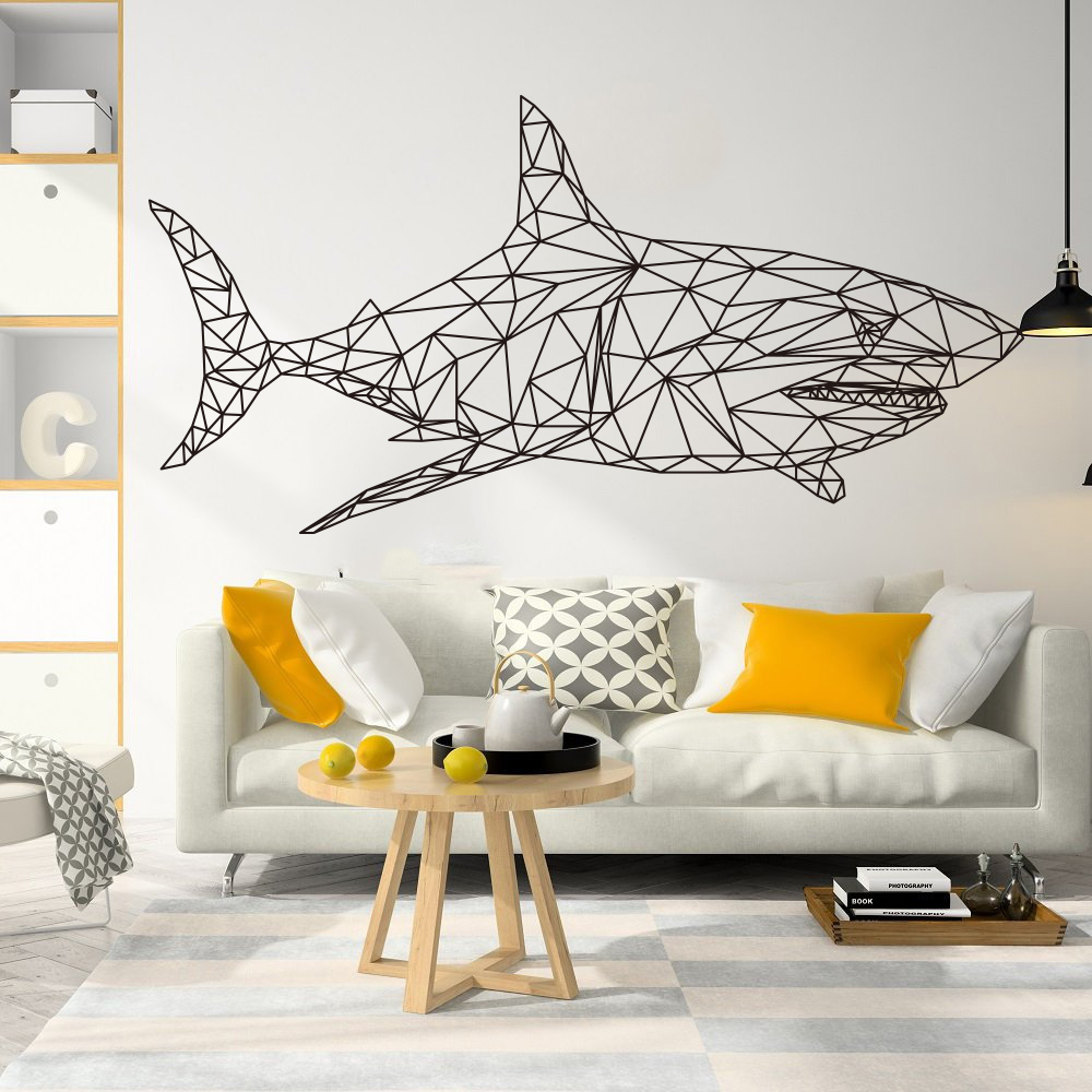 Baby Nursery Under The Sea - Adesivo da parete geometrico squalo balena