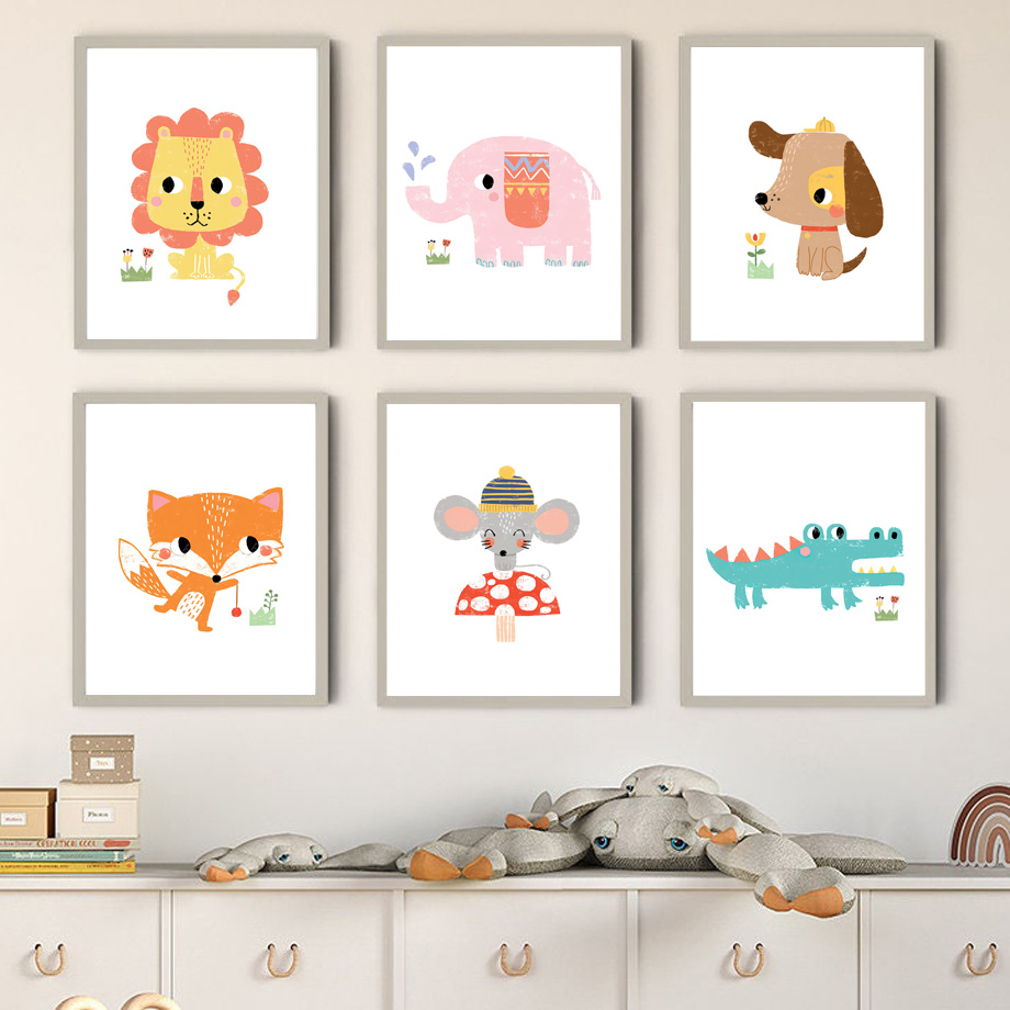 Stampe d'Arte Murale con Anima - Baby Nursery Zoo Animals recensione e prezzo