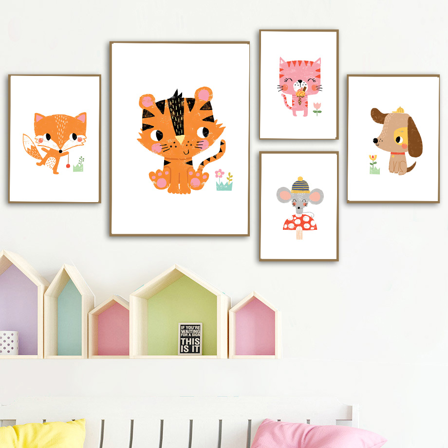 Stampe d'Arte Murale con Anima - Baby Nursery Zoo Animals recensione e prezzo