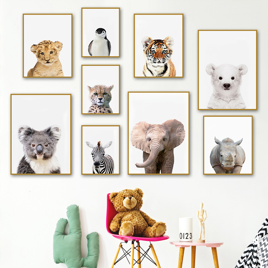 1 quadro su tela senza cornice - Baby Nursery Zoo Animals recensione e prezzo