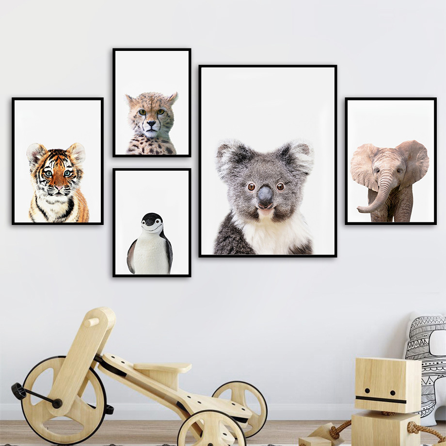 1 quadro su tela senza cornice - Baby Nursery Zoo Animals recensione e prezzo